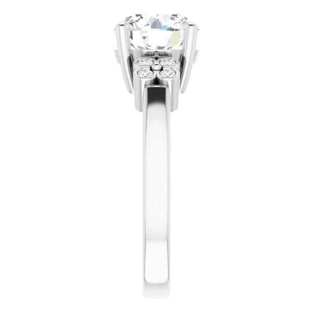 Cubic Zirconia Engagement Ring- The Heidi Grethe (Customizable 9-stone Design with Round Cut Center and Complementary Quad Bezel-Accent Sets)