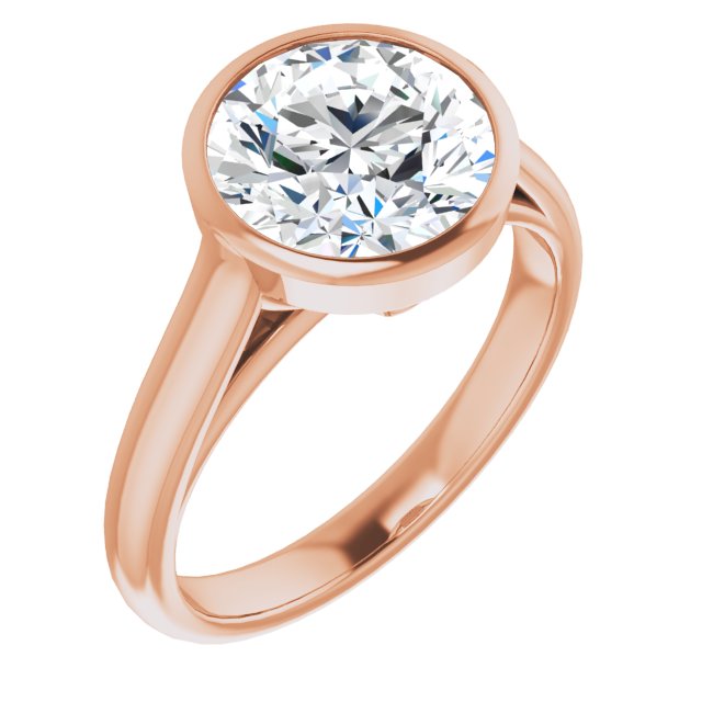 18K Rose Gold Customizable Cathedral-Bezel Round Cut 7-stone "Semi-Solitaire" Design