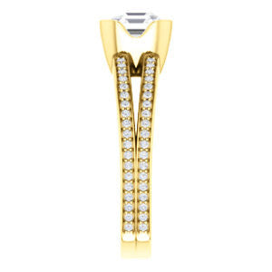 Cubic Zirconia Engagement Ring- The Monami (Customizable Bezel Asscher Cut with Split-pavé Band Accents & Euro Shank)