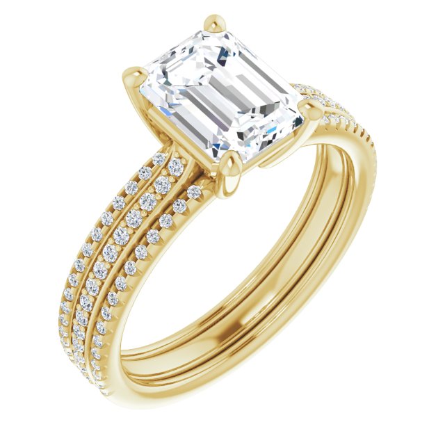 Cubic Zirconia Engagement Ring- The Isidora (Customizable Radiant Cut Center with Wide Pavé Accented Band)