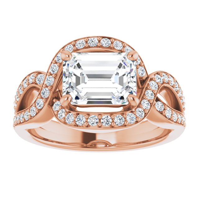 Cubic Zirconia Engagement Ring- The Effie (Customizable Radiant Cut Center with Infinity-inspired Split Shared Prong Band and Bypass Halo)