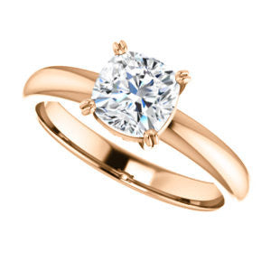 Cubic Zirconia Engagement Ring- The Marie Rosalind (Customizable Cushion Cut Solitaire with Tooled Trellis Design)