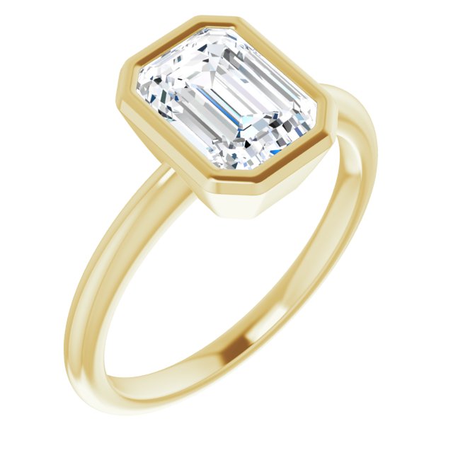 Cubic Zirconia Engagement Ring- The Aeriol (Customizable Bezel-set Emerald Cut Solitaire with Thin Band)