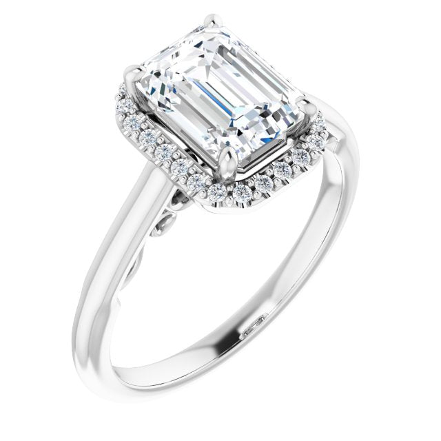 Cubic Zirconia Engagement Ring- The Honesty (Customizable Cathedral-Halo Radiant Cut Style featuring Sculptural Trellis)