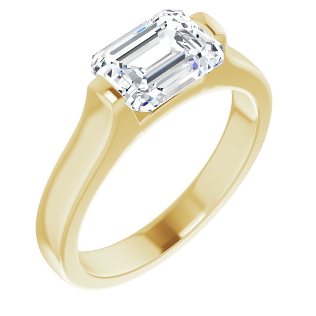 Cubic Zirconia Engagement Ring- The Jiàn (Customizable Bar-set Radiant Cut Solitaire)