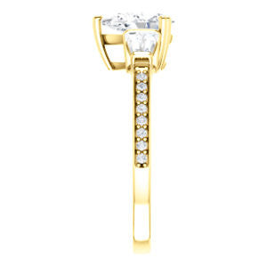 Cubic Zirconia Engagement Ring- The Hazel Rae (Customizable Pear Cut Design with Quad Baguette Accents and Pavé Band)