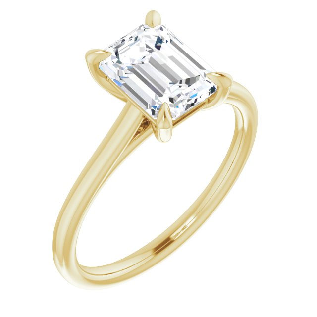 Cubic Zirconia Engagement Ring- The Nala (Customizable Classic Cathedral Emerald Cut Solitaire)