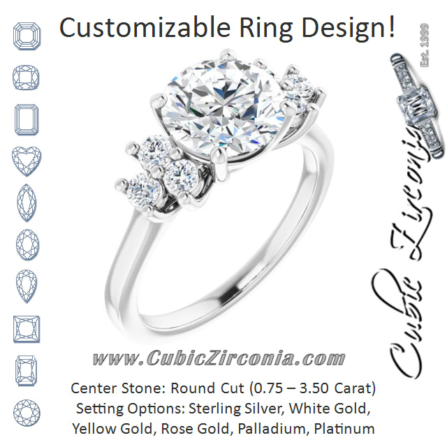 Cubic Zirconia Engagement Ring- The Gwendolyn (Customizable Round Cut 7-stone Prong-Set Design)