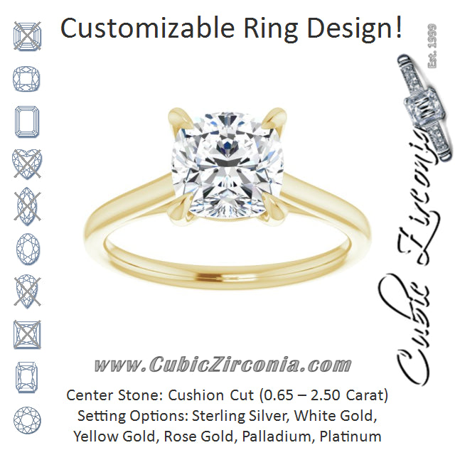 Cubic Zirconia Engagement Ring- The Nala (Customizable Classic Cathedral Cushion Cut Solitaire)