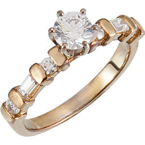Cubic Zirconia Engagement Ring- The Marlene (Customizable 7-stone with Baguette & Round Accents)