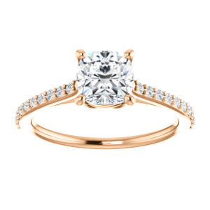 Cubic Zirconia Engagement Ring- The Tanisha (Customizable Cathedral-set Cushion Cut Design with Thin Pavé Band)