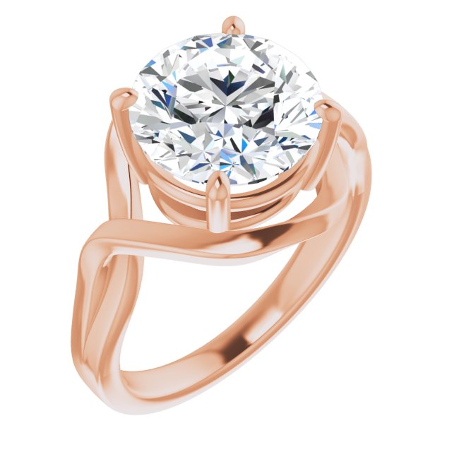 10K Rose Gold Customizable Round Cut Hurricane-inspired Bypass Solitaire
