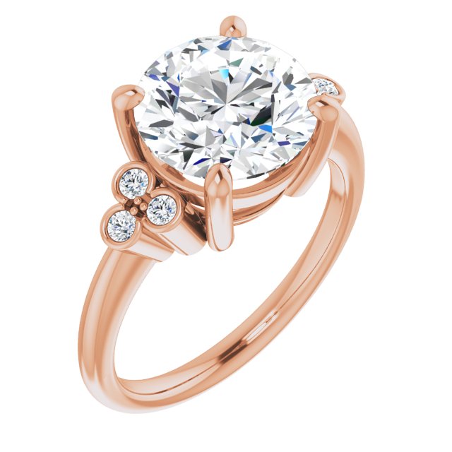 10K Rose Gold Customizable 7-stone Round Cut Center with Round-Bezel Side Stones
