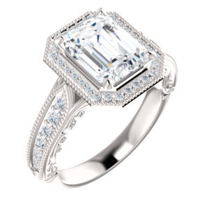 Cubic Zirconia Engagement Ring- The Zöe (Customizable Vintage Radiant Cut Greek Goddess Design)