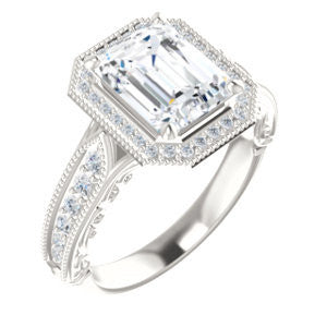 Cubic Zirconia Engagement Ring- The Zöe (Customizable Vintage Radiant Cut Greek Goddess Design)