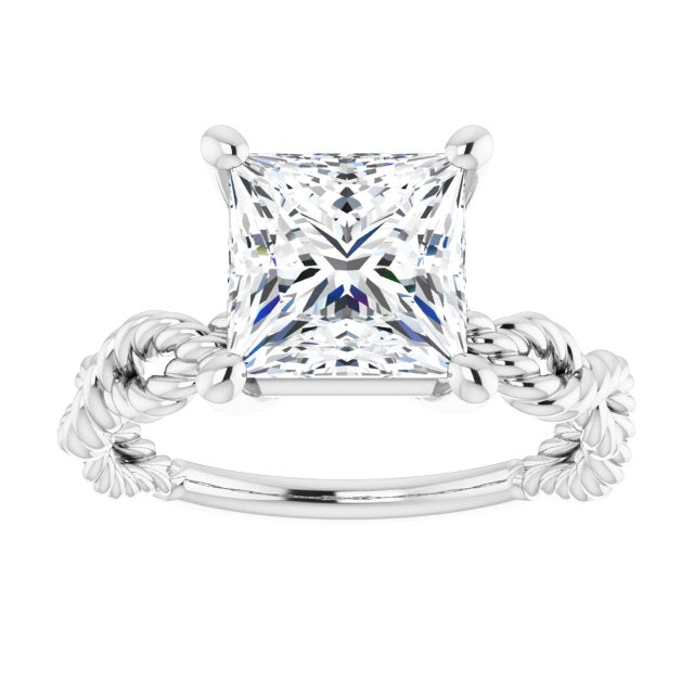 Cubic Zirconia Engagement Ring- The Jazzlyn (Customizable Princess/Square Cut Solitaire with Infinity-inspired Twisting-Rope Split Band)