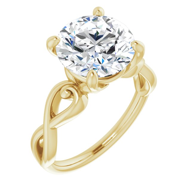 10K Yellow Gold Customizable Round Cut Solitaire Design with Tapered Infinity-symbol Split-band