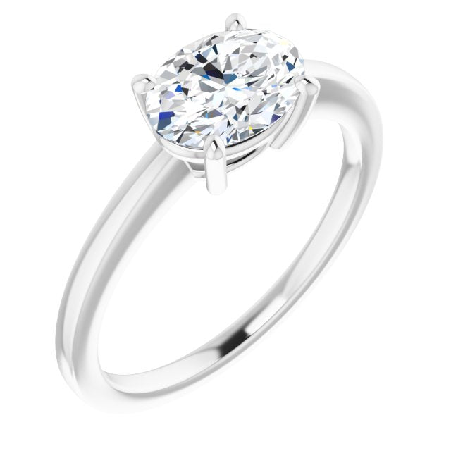 Cubic Zirconia Engagement Ring- The Avril (Customizable Bowl-Prongs Oval Cut Solitaire with Thin Band)