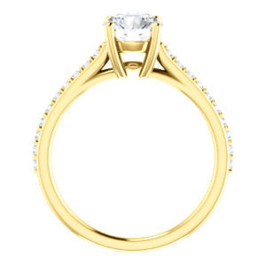 Cubic Zirconia Engagement Ring- The Tanisha (Customizable Cathedral-set Round Cut Design with Thin Pavé Band)