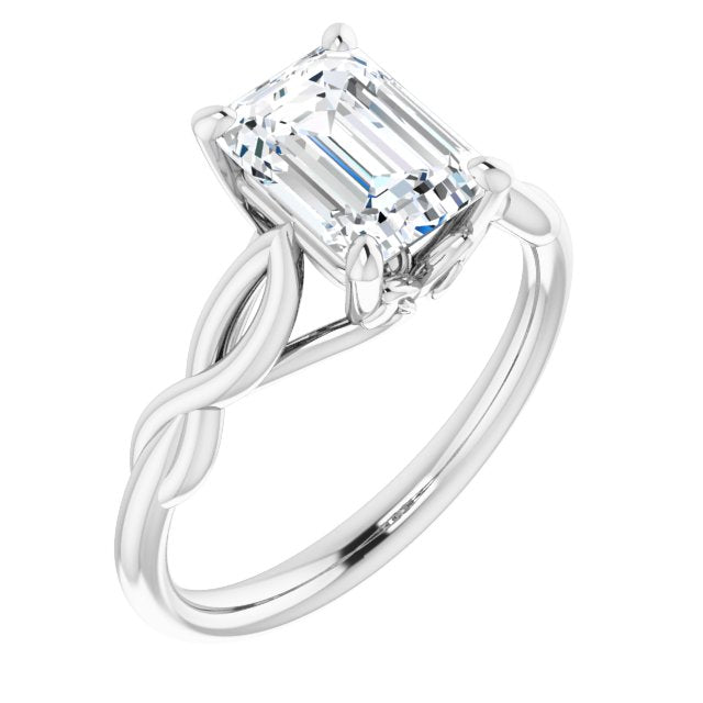 Cubic Zirconia Engagement Ring- The Diamond (Customizable Radiant Cut Solitaire with Braided Infinity-inspired Band and Fancy Basket)