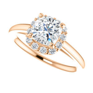 CZ Wedding Set, featuring The Tyra engagement ring (Customizable Cathedral-set Cushion Cut Style with Halo, Decorative Trellis and Thin Band)