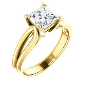 Cubic Zirconia Engagement Ring- The Jan (Customizable Princess Cut Thick-Split Band Solitaire)