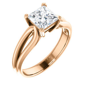 Cubic Zirconia Engagement Ring- The Jan (Customizable Princess Cut Thick-Split Band Solitaire)