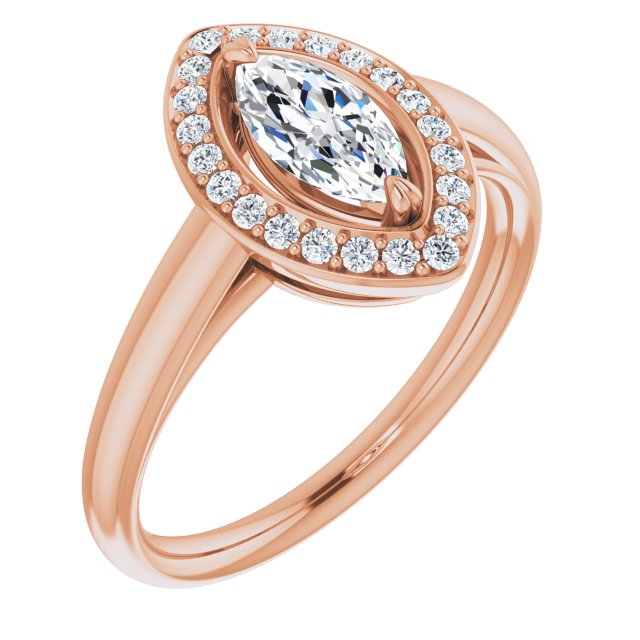 10K Rose Gold Customizable Marquise Cut Design with Loose Halo