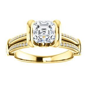 Cubic Zirconia Engagement Ring- The Kinsley (Customizable Asscher Cut with Split Pavé Band & Peekaboo Accents)