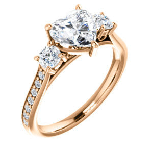 CZ Wedding Set, featuring The Tess engagement ring (Customizable Heart Cut Trellis-Enhanced Bridge Setting with Semi-Pavé Band)