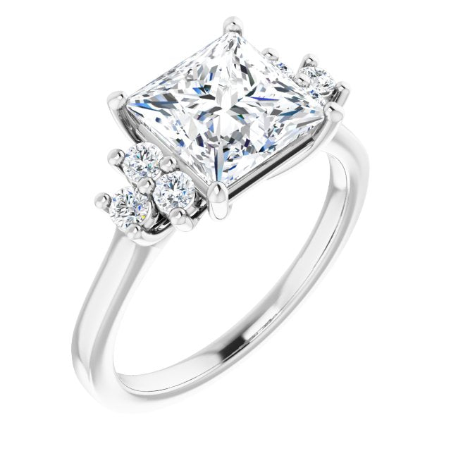 Cubic Zirconia Engagement Ring- The Gwendolyn (Customizable Princess/Square Cut 7-stone Prong-Set Design)
