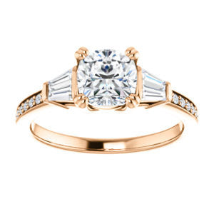 CZ Wedding Set, featuring The Hazel Rae engagement ring (Customizable Cushion Cut Design with Quad Baguette Accents and Pavé Band)