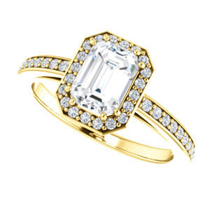 Cubic Zirconia Engagement Ring- The Kira (Customizable Cathedral-Halo Radiant Cut Design with Thin Pavé Band)