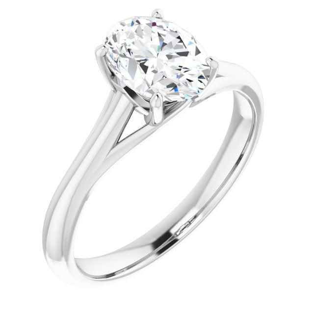 Cubic Zirconia Engagement Ring- The Holly (Customizable Oval Cut Solitaire with Crosshatched Prong Basket)