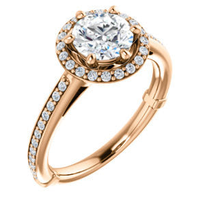 Cubic Zirconia Engagement Ring- The Jessika (Customizable Cathedral-set Round Cut Design with Halo and Thin Pavé Band)