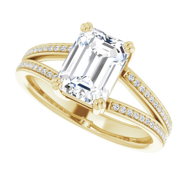 Cubic Zirconia Engagement Ring- The Carlotta (Customizable Radiant Cut Center with 100-stone* "Waterfall" Pavé Split Band)