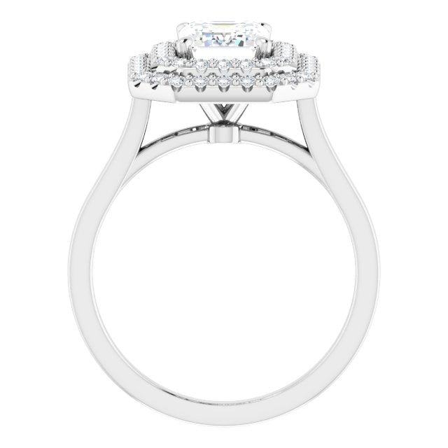 Cubic Zirconia Engagement Ring- The Giuliana (Customizable Cathedral-set Emerald Cut Design with Double Halo)