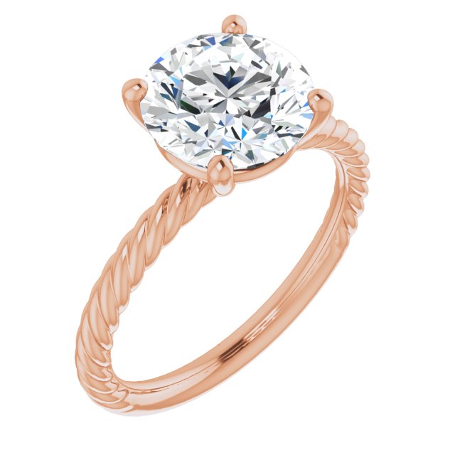 14K Rose Gold Customizable [[Cut] Cut Solitaire featuring Braided Rope Band