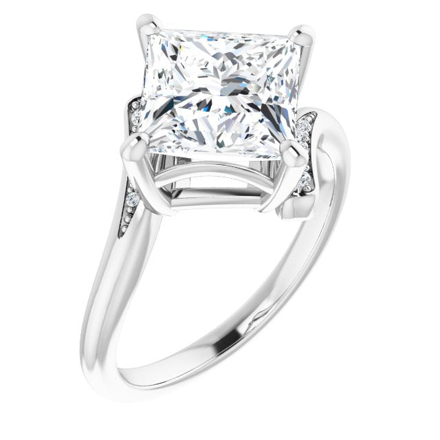 10K White Gold Customizable 11-stone Princess/Square Cut Design with Bypass Channel Accents