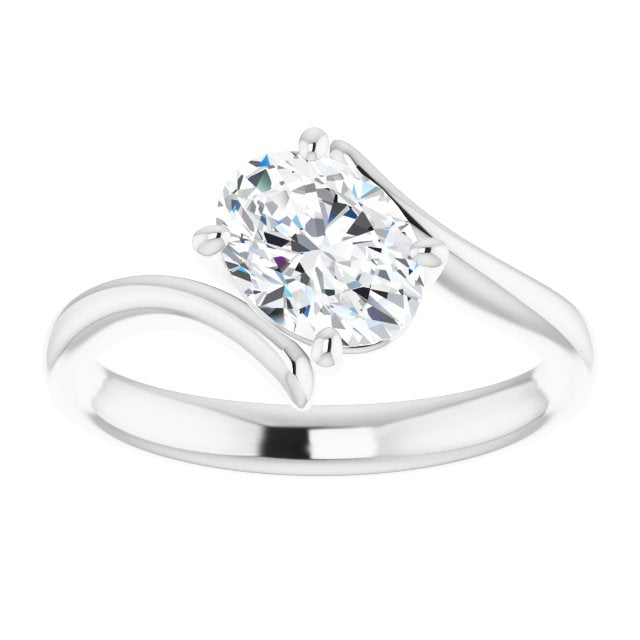 Cubic Zirconia Engagement Ring- The Alva (Customizable Oval Cut Solitaire with Thin, Bypass-style Band)