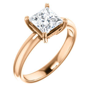 Cubic Zirconia Engagement Ring- The Marie Rosalind (Customizable Princess Cut Solitaire with Tooled Trellis Design)