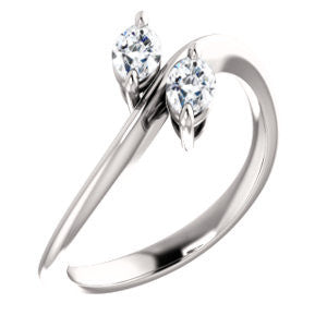 Cubic Zirconia Engagement Ring- The Patti (Customizable Marquise Cut 2-stone Bypass Style)