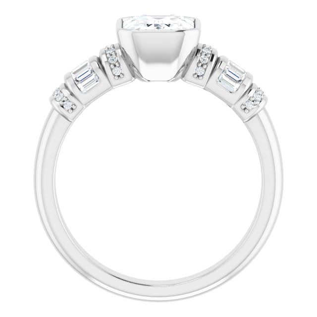 Cubic Zirconia Engagement Ring- The Coralie (Customizable Bezel-set Radiant Cut Setting with Wide Sleeve-Accented Band)