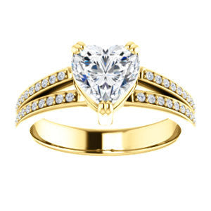 Cubic Zirconia Engagement Ring- The Trudy (Customizable Heart Cut Style with Wide Double Pavé Band)