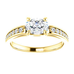 CZ Wedding Set, featuring The Sashalle engagement ring (Customizable Cathedral-Raised Oval Cut Design with Tapered Pavé Band)