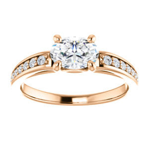 CZ Wedding Set, featuring The Sashalle engagement ring (Customizable Cathedral-Raised Oval Cut Design with Tapered Pavé Band)