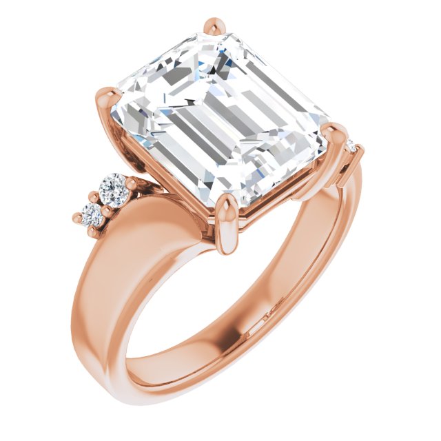 10K Rose Gold Customizable 5-stone Emerald/Radiant Cut Style featuring Artisan Bypass