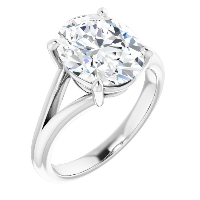 10K White Gold Customizable Oval Cut Solitaire with Tapered Split Band