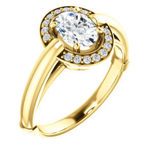 Cubic Zirconia Engagement Ring- The Kady (Customizable Cathedral-set Oval Cut with Semi-Halo)