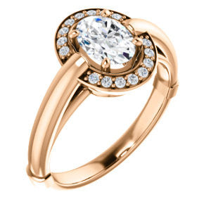 Cubic Zirconia Engagement Ring- The Kady (Customizable Cathedral-set Oval Cut with Semi-Halo)